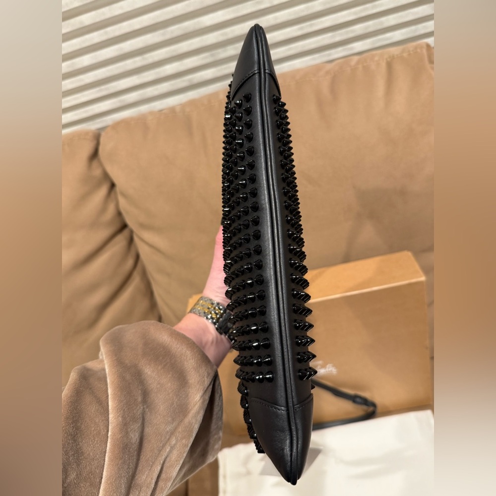 NWT Christian Louboutin Black Spiked Leather Bag - Picture 5 of 10
